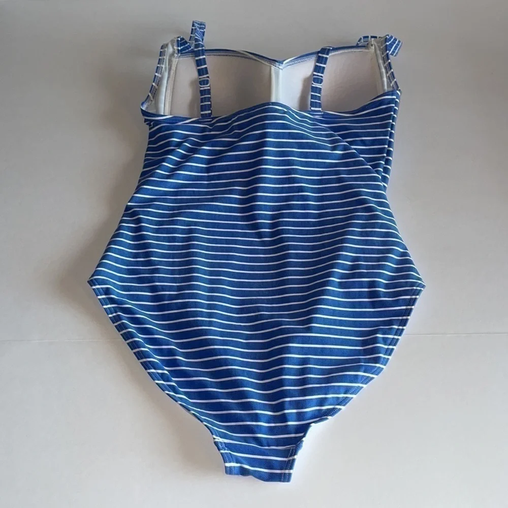 Nip Tuck Chambray Riviera Stripe Joanne Twist Tummy Control One Piece Swimsuit